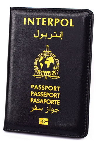 Funda Para Pasaporte Interpol -  Cuero Pu Edicion Especial