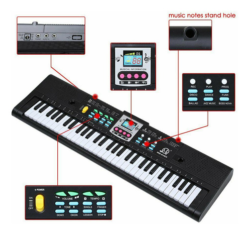 Teclado De Piano Electrónico Digital De 61 Teclas Con 16