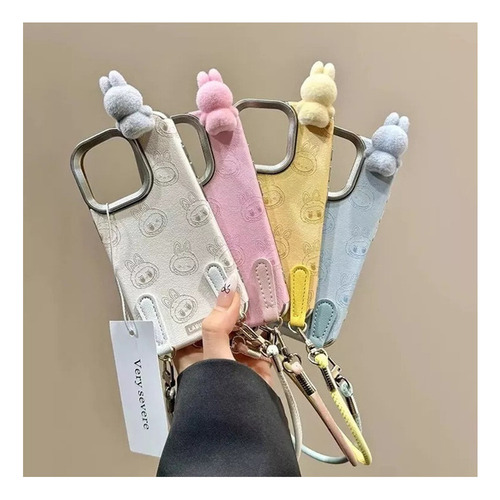 Capa Para Celular Labubu, Design 3d Pelúcia Com Cordão