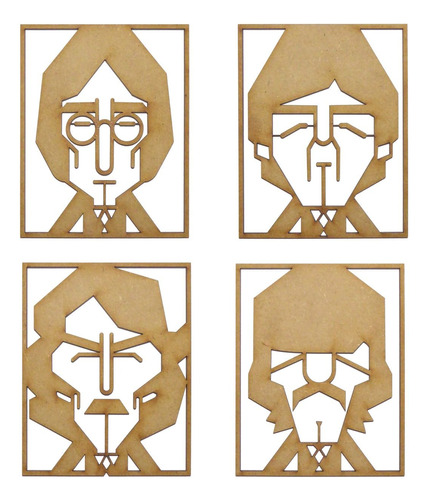 Set De 4 Paneles De The Beatles 11x14cm Fibrofacil 