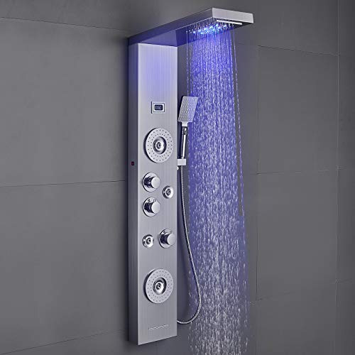 Panel De Ducha Rovogo Con Ducha Led Tipo Cascada Tipo Lluvia