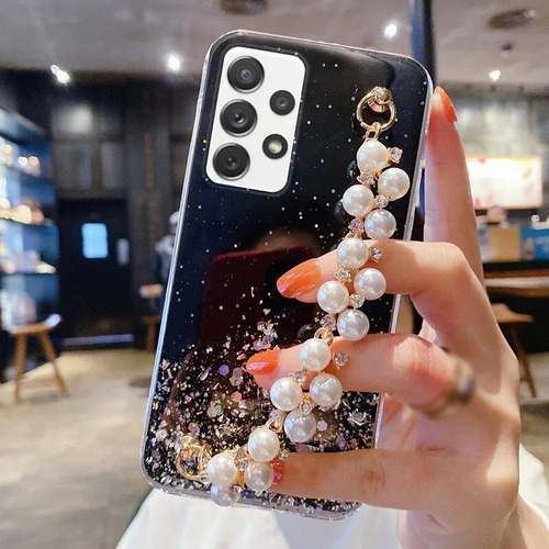 Funda Con Sujetador Perlas Brillo Para Huawei Y Xiaomi + 20d