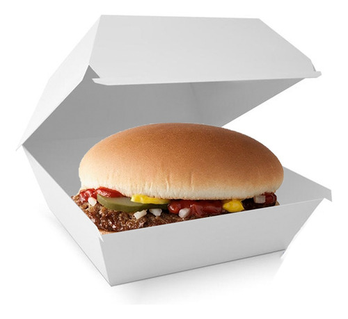 Estuche Cartulina Blanco Hamburguesas Mega  X 50 Unidades