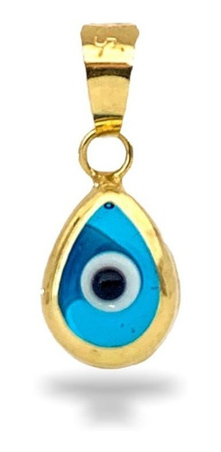Dije De Oro 14k , Con Ojo Turco Gota Chico , Estambul Joya Color Celeste