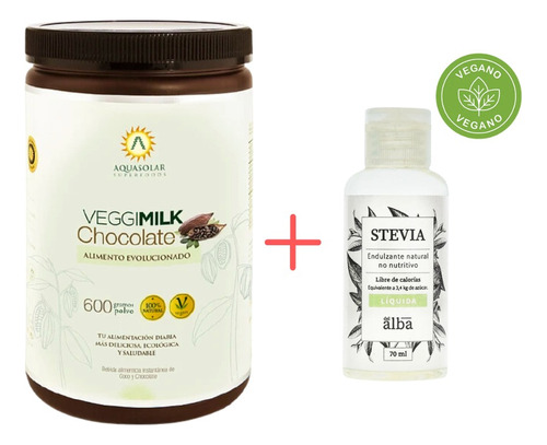 Bebida Vegetal Veggimilk Chocolate 600gr + Stevia 70ml -pack