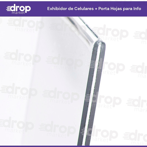 Exhibidor De Celular Transparente + Porta Hoja Info X10u.