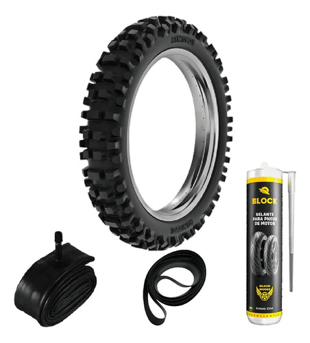 Kit Pneu Cg 90/90-18 Sh31 Rinaldi + Câmara + Selante + Cinta