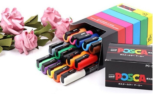 Uni Pc - 3m Posca Markers Marcadores Plumones 12 Colors Color 12 Color