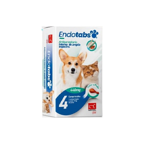 Desparasitante Perros Y Gatos Endotabs 440mg 4 Tabletas