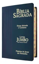 Comprar Bíblia Sagrada Letra Jumbo Harpa Avivada Corinhos Capa Luxo Preta Com Índice Palavras De Jesus Em Vermelho