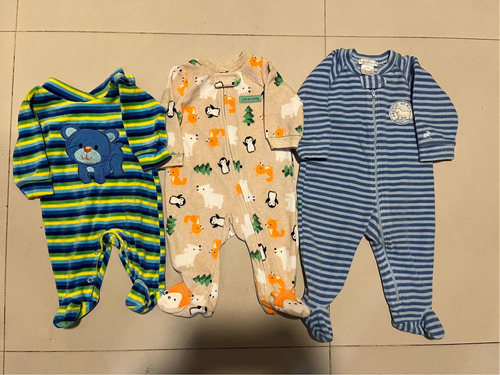 Pijama Bebe Polar Osito 0-3 Meses Pack X 3 Carters Baby Cott