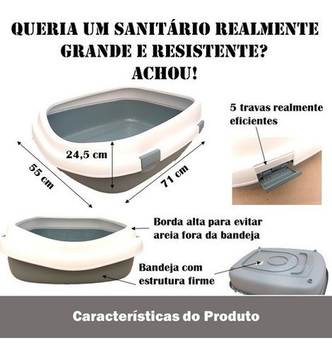 Imagem 2 de 8 de Sanitário Gato Super Grande Borda Alta Queen Prod.italiano