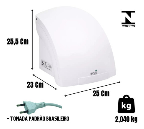 Kit 5 Secador De Mãos 1800w Sensor Infravermelho P/ Banheiro 220v