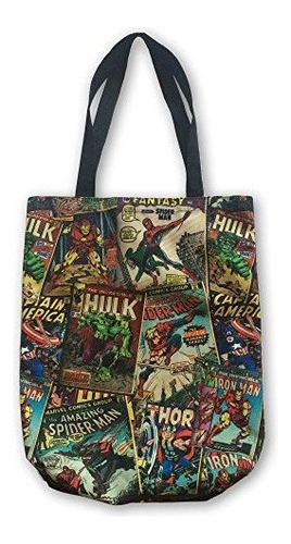 Bb Designs Marvel Retro Comic Red Canvas Shopper Tote Bag