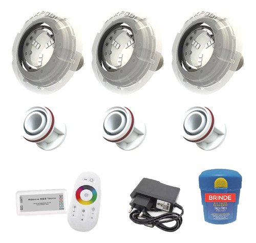 Kit Led Piscina 24m² - 3 Led 4w, Módulo Rgb + Dispositivos