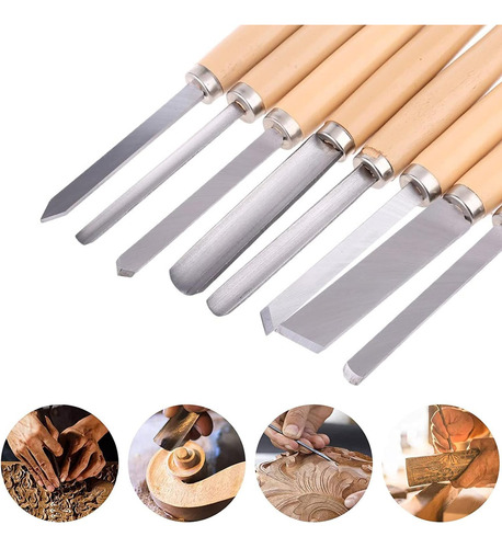 8 Herramientas De Torneado De Madera Torno, Juego De Ci...