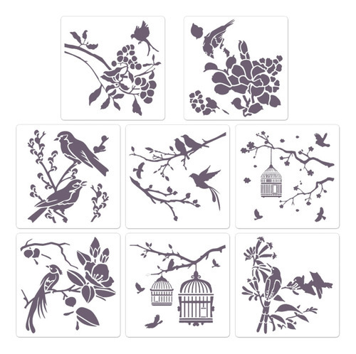 Plantillas De Pintura: Lindas Flores, Pájaros, Ramas, Planti