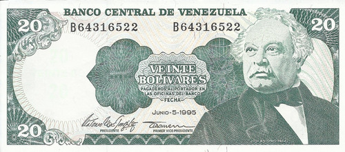 Venezuela 20 Bolivares 5 Junio 1995
