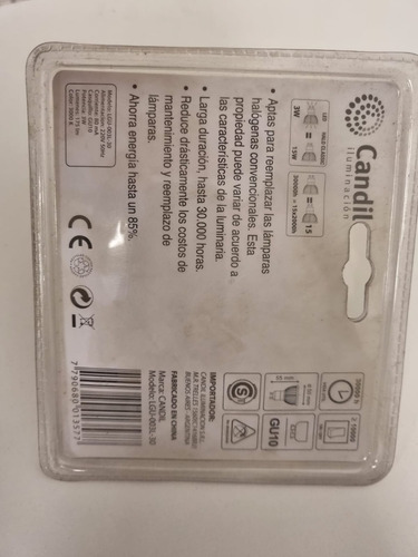 Imagen 3 de 4 de Dicroica Gu10 Led 3w 175 Lúmenes Luz Calida Candil 3000k