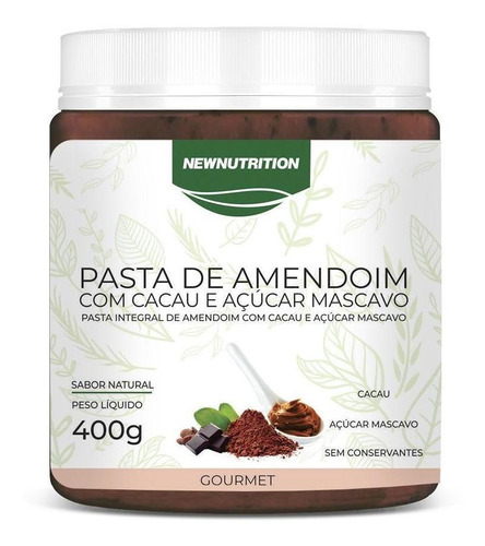 Pasta De Amendoim Com Cacau E Açúcar Mascavo 400g