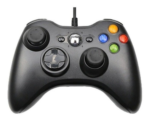 Controle Xbox 360 Com Fio Joystick Pc 2 Em 1 Cor Preto
