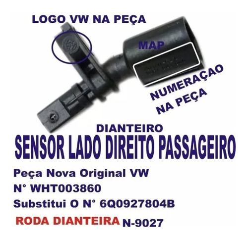 Sensor Roda Freio Abs Dianteiro Direito Voyage Gol G5 G6 Fox