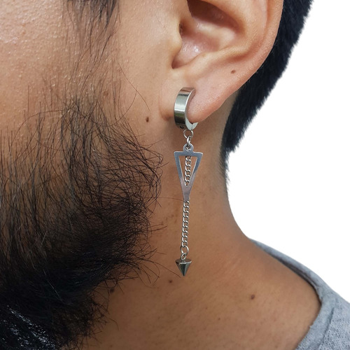 Arete Presión Acero Aro Pendiente Unisex Hombre 2