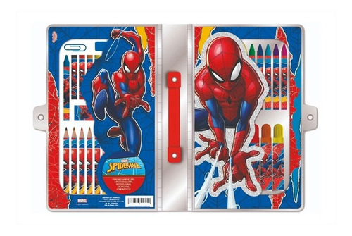 Set De Arte Spiderman 42 Pcs Crayones Acuarela Ha414 Maple