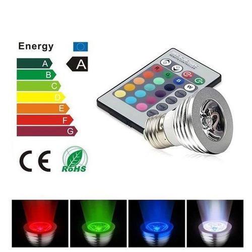 Imagem 10 de 10 de Kit 10 Lampadas Rgb Decorativa 16 Cores Com Controle Remoto