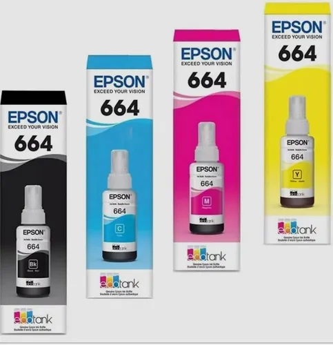 Pack 4 Tintas Para Impresora Epson L121 L120 - T664 De 70ml
