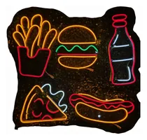 Comprar Letrero Led Neon Papas Pizza Hamburguesa Hotdog Refresco