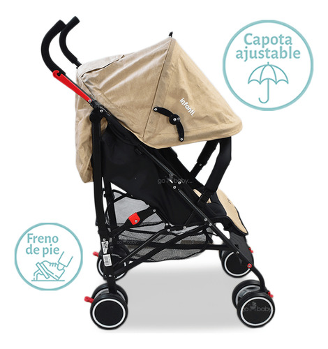 Carriola Bastón Para Bebé Infanti Viggo Plegable Eige Beige Negro