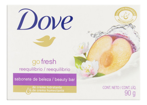 Sabão em barra Dove Reequilíbrio Ameixa e Flor de Cerejeira Go Fresh de 90 g