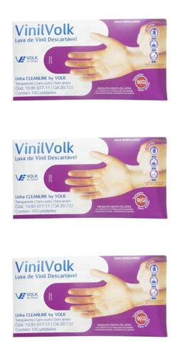 Volk Luvas P/ Proced Vinil Trasp S/amido G C/100 (kit C/03)