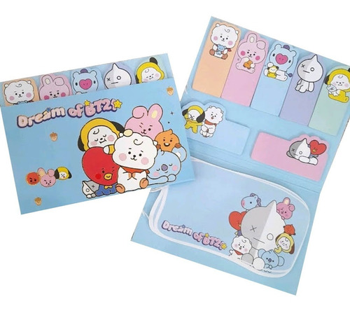 Set De 4 Post-it Notas Adhesivas Bt21 Bts Kawaii