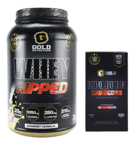 Combo Ripped Whey Proteina 2 Lbs + Lipo Burn Gold Nutrition