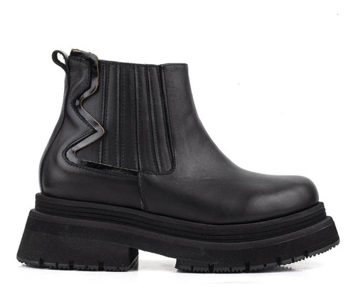 Botas Mujer Batistella Cortas Borcego Elástico Cuero Negro