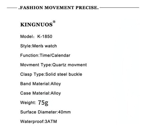 Relógios De Quartzo Masculinos Impermeáveis Kingnuos Leather Cor Do Fundo Marrom/preto