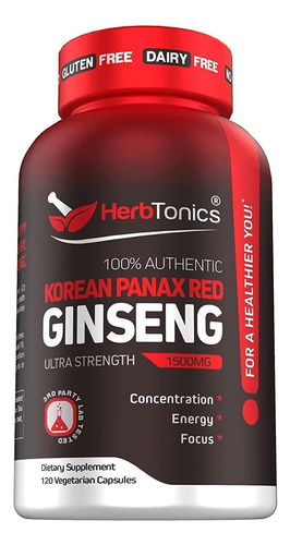 Ginseng Panax Rojo Coreano Alta Resistencia 1500 Mg 120 Cap