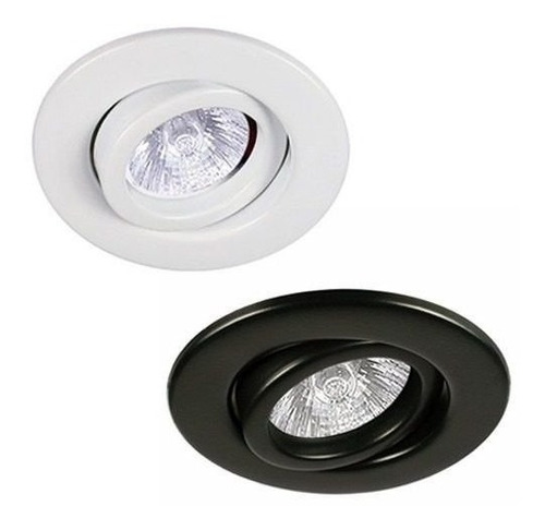 Spot Embutir Movil Blanco Negro Circular  + Dicroica Led 7w 