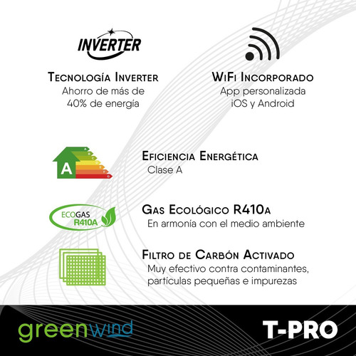 Imagen 4 de 10 de Aire Acondicionado Greenwind T- Pro Inverter 12000 Btu