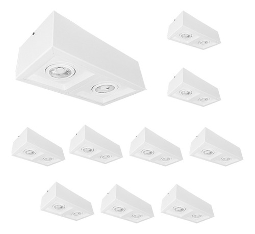 10x Spot Sobrepor Duplo Recuado Teto Externo Fachada M2690dl Estrutura Branco