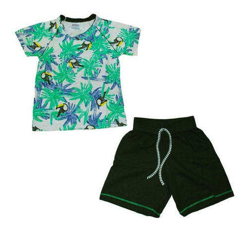 Conjunto Infantil Menino Short Camiseta Coqueiro Tama 1 Ao 3