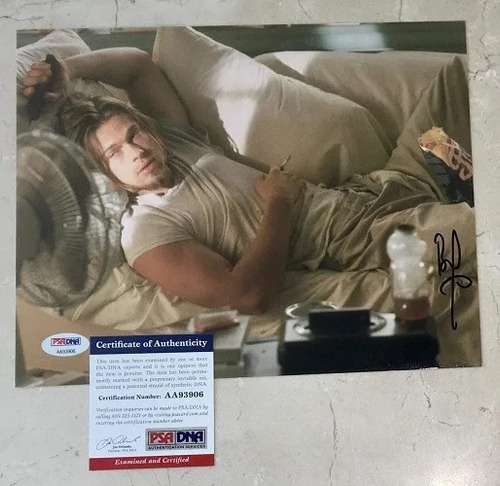 Fotografía Firmada Por Brad Pitt Con Coa Psa/dna
