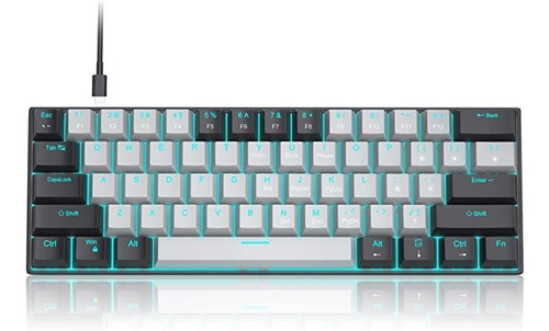 Teclado 60% Mecánico Para Juegos, Teclas De Color Negro Y .