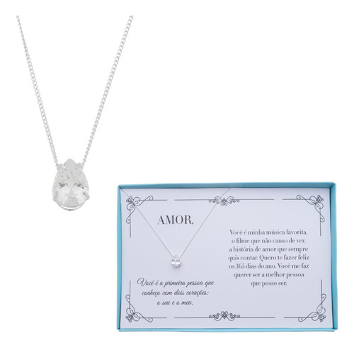 Presente Pra Namorada Colar Feminino Prata 925 Esposa Amor Cor Prateado
