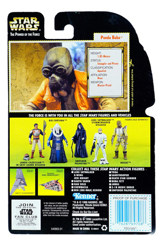 Star Wars: Pof Ponda Baba Con Blaster Y Rifle Detalle Cartón