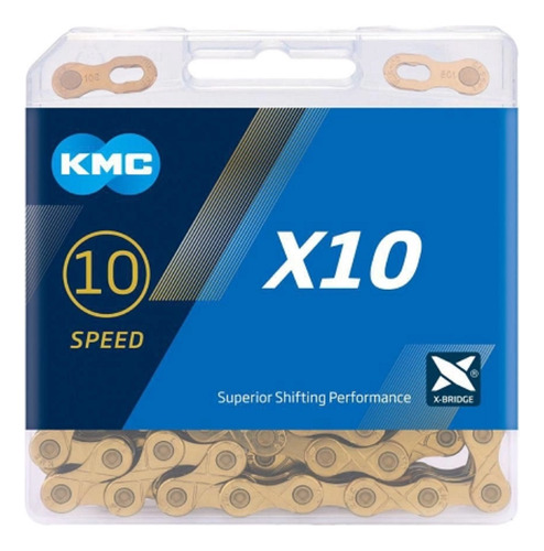 Corrente Kmc X10 Ti-n Gold Dourada 10v Original Na Caixa