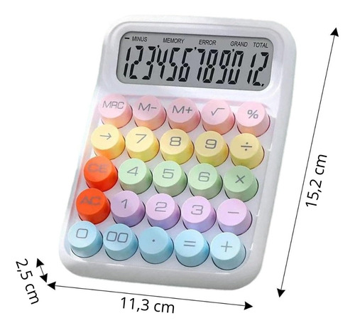 Calculadora Colorida De Mesa Simples 12 Digitos Pequena