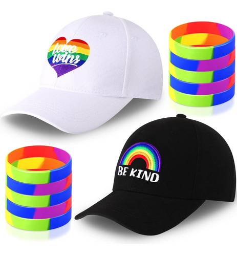 Xuhal Bordado Pride Hat Con Pride Bracelet Set 2 Piezas Lgbt